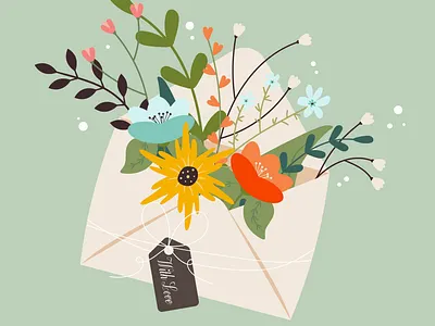 Flowers in an envelope (vector illustration) 2d adobe illustrator design envelope flowers graphic design illustration storybook vector
