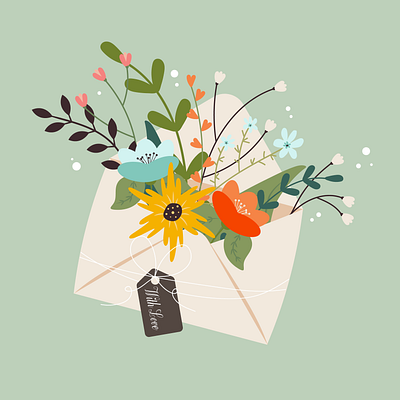 Flowers in an envelope (vector illustration) 2d adobe illustrator design envelope flowers graphic design illustration storybook vector