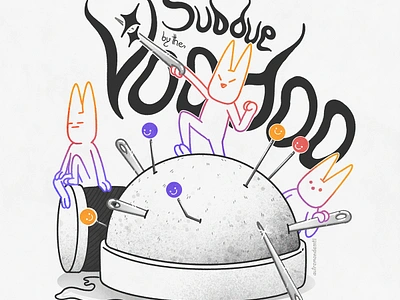 Subdue by the Voodoo black and white cartoon cartoon art character character art character concept character design design digital art digital illustration graphic design illustration montreal montreal art montreal artist procreate typography typography design