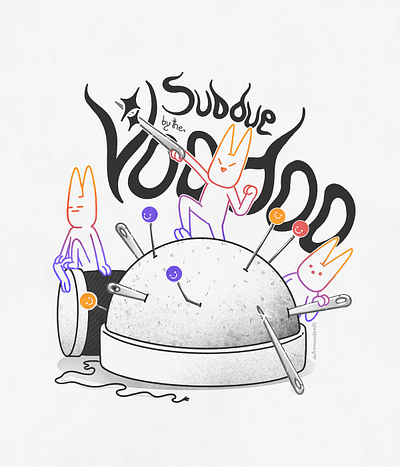 Subdue by the Voodoo black and white cartoon cartoon art character character art character concept character design design digital art digital illustration graphic design illustration montreal montreal art montreal artist procreate typography typography design