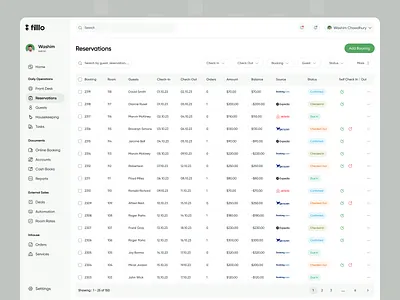 Hotel Management - Reservations admin booking booking platform check in check out dashboard filllo guest hotel hotel management housekeeping management orders reservation room rates saas services task uiux webapp