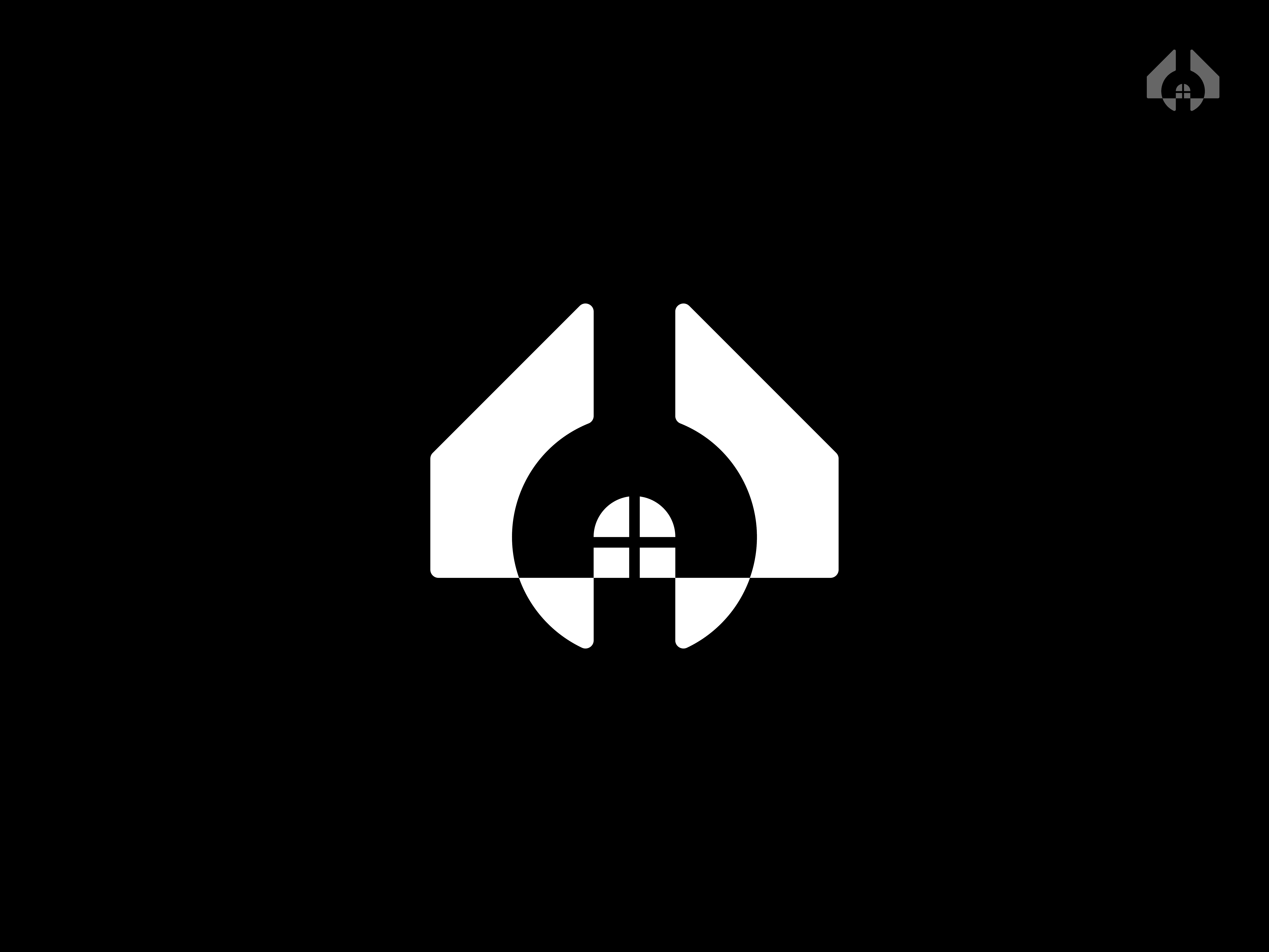 Home + Wrench_ Minimal symbol, icon, mark automotive branding cool design garage grid home icon logo mark minimal service tool window wrench