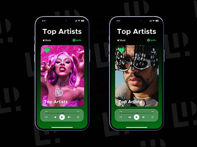 Top Artists on our Music Streaming App ✨ appdesigner audio streaming branding mobile app music streaming playlist curation top artists ui uxuidesigner