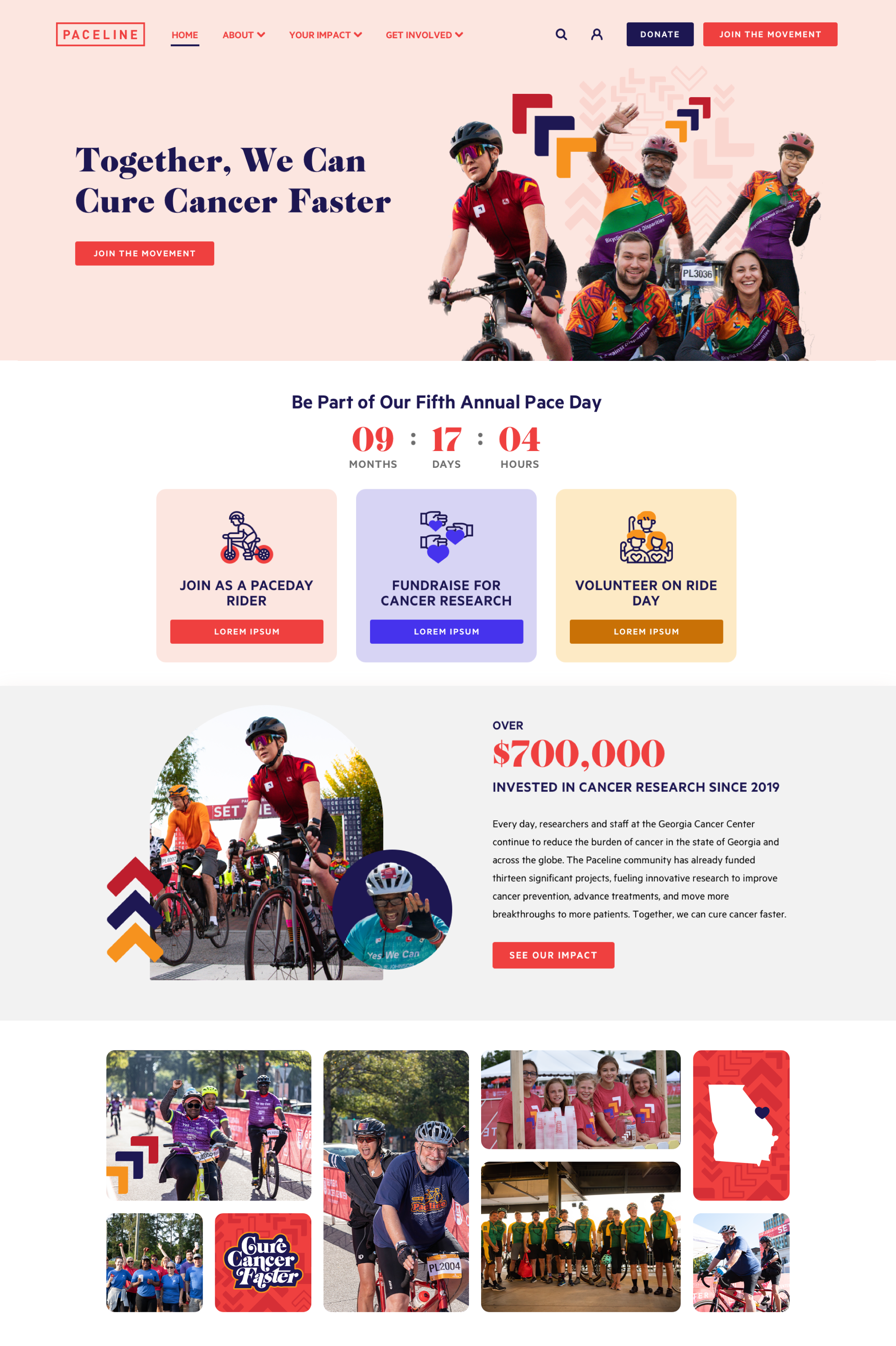 Paceline Custom Theme Design arch arrows charity design donate fundraising non profit oval site ui website