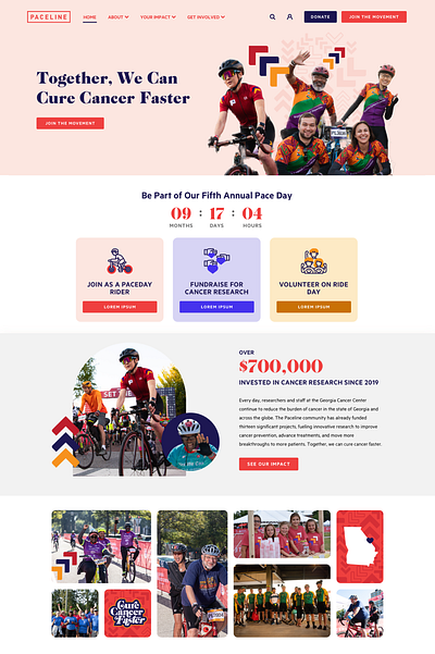 Paceline Custom Theme Design arch arrows charity design donate fundraising non profit oval site ui website