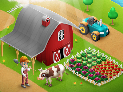 Isometric Farm Illustration digitalillustration farm farmer isometric isometricillustration mobilegame