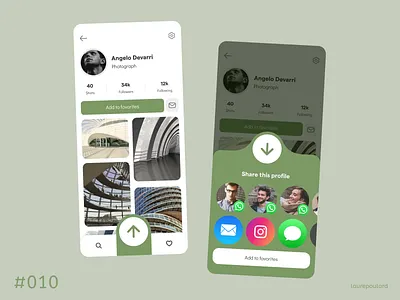 Daily Ui 010 - Social Share content daily dailyui design figma green instagram share sharing social social media social share socialshare swipe training ui