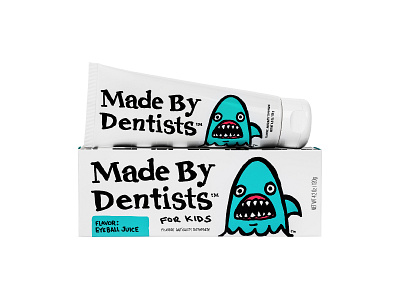 Made By Dentists / For Kids / Toothpastes boxes brading branding california characters design graphic design hand drawn illustration layout logos packaging shark target toothpaste tubes typography