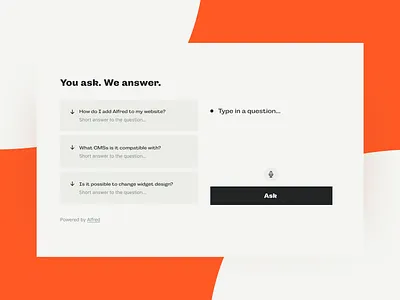 AI-powered FAQ widget for website ai driven ai widget clean edgy faq faqwidget frequently asked questions hubspot minimalistic modern saas product sharp ui ui design ux webdesign website component website design website widget