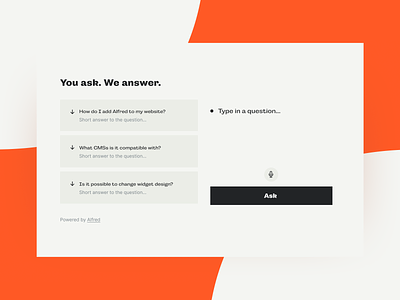 AI-powered FAQ widget for website ai driven ai widget clean edgy faq faqwidget frequently asked questions hubspot minimalistic modern saas product sharp ui ui design ux webdesign website component website design website widget