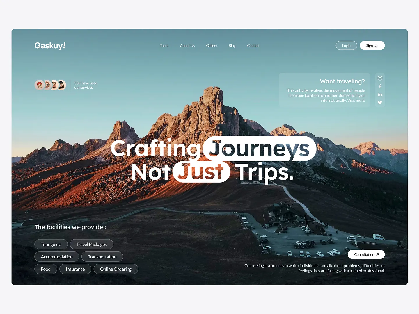 Engaging Tagline Section for Travel Websites