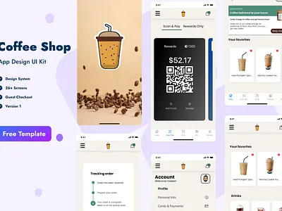 Coffee Shop App Design UI Kit - Free Figma Resource app design coffee free mobile design ui ux