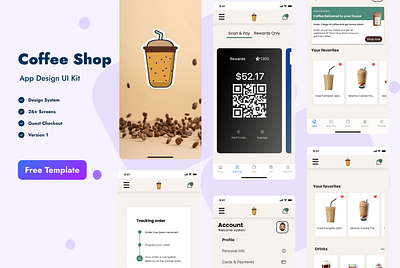 Coffee Shop App Design UI Kit - Free Figma Resource app design coffee free mobile design ui ux