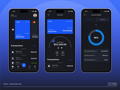 FinBank - Banking App Mobile App app bank bankapp banking bitcoin crypto design dollar finance mobile mobileapp ui uidesign uiux ux wallet