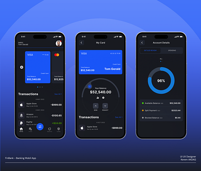 FinBank - Banking App Mobile App app bank bankapp banking bitcoin crypto design dollar finance mobile mobileapp ui uidesign uiux ux wallet