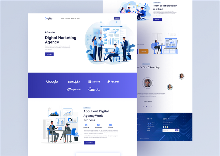 Digital Marketing Agency Landing Page by Ferdousi Akhter on Dribbble