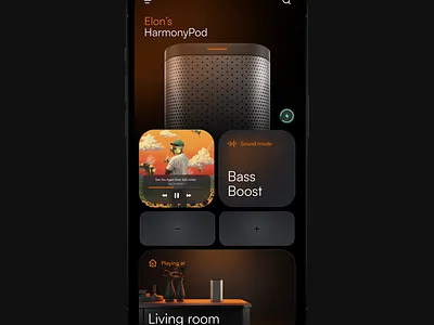 HarmonyPod - App Concept 3d dark interface music orange prototype ui