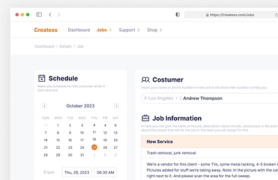 Create Job Page design ui uidesign web design