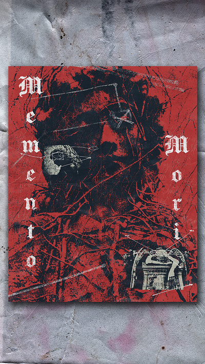 Memento Mori graphic design grunge horror illustration poster art poster design red texture type
