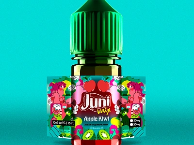 Juni Mix E-Juice e juice illustration ilustración jhonny núñez label design packaging vape