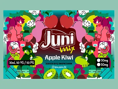 Juni Mix E-Juice e juice graphic design illustration ilustración jhonny núñez lable design packging vape