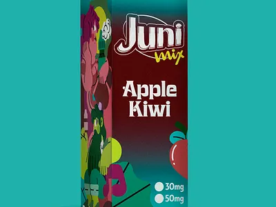 Juni Mix E-Juice e juice illustration ilustración jhonny núñez label design packaging vape