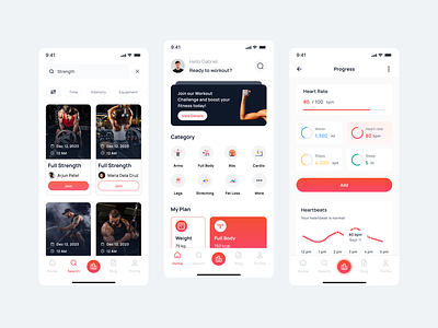 FitConnect - Fitness and Workout Mobile App android app design body builder building muscle design fitness fitness app health ios mobile mobile app mobile design mobile interface pixlayer training training app ui kit uxdesign workout workout app