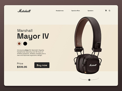 Marshall Mayor IV concept conceptdesign headphones heropage marshall music ui ux vintage web webdesign