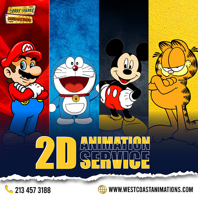 2D Animation Services 2d 2d animation 2d animation service animation branding design doraemon garfield icon identity illustration logo mario mickey mouse ui