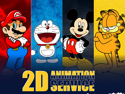 2D Animation Services 2d 2d animation 2d animation service animation branding design doraemon garfield icon identity illustration logo mario mickey mouse ui