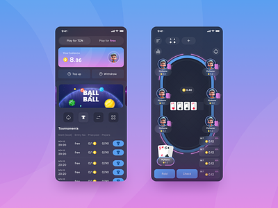 Game Poker 3d animation blue blue and pink card game clean coin game gradient home nft pink poker trending ui ux