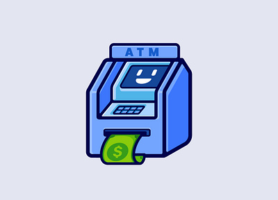 ATM machine cartoon character vector design atm bank banking cartoon character currency cute illustration machine mascot money pay paying payment transaction vector