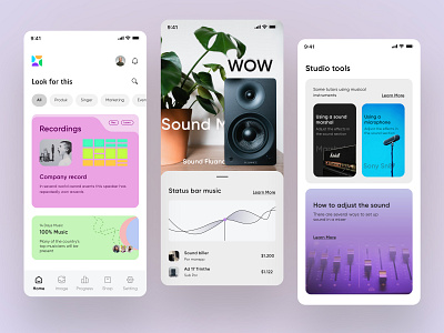 Sound mobile ui | Education android app bar branding color design home interface ios mobile music purple supiyandi ui ux website