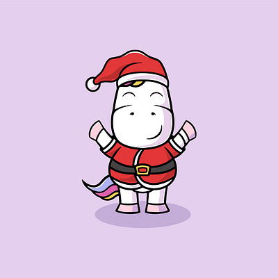 Cute unicorn on Christmas cartoon illustration hat