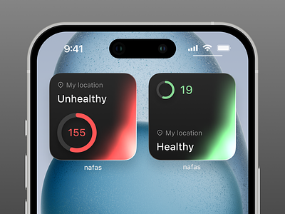 Air Quality Control Widget 💨 air app blur clean control dark design health icon ios iphone monitor product quality sensor shortcut simple ui unhealthy widget