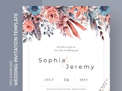 Modern Wedding Invitation Free Google Docs Template docs document flower flowers free google docs templates free template free template google docs google google docs invitation invite marriage modern modern invitation modern wedding invitation print printing template templates wedding