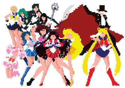 Pixel Sailor Moon color colour creative design graphic design illustration illustrator photoshop sailor moon vector