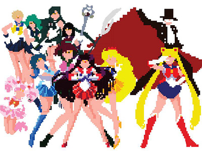Pixel Sailor Moon color colour creative design graphic design illustration illustrator photoshop sailor moon vector