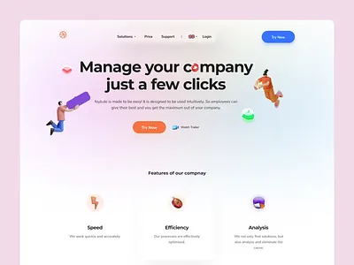 Project Management Landing Page 3d application best clean company design landing page management new product design project project management simple trendy ui ux web website