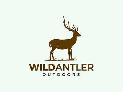 Wild Antler Outdoors Logo Design animal antiler antler logo branding deer deer logo design graphic design illustration logo wild
