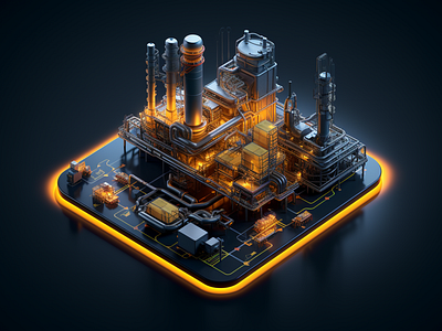 Oil Platform Illustration 3d 3d render ai generated factory futuristic icons illustration industrial oil and gas oil platform ui element
