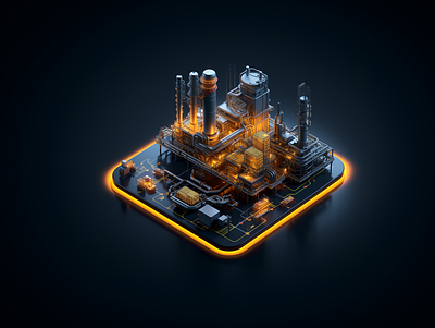 Oil Platform Illustration 3d 3d render ai generated factory futuristic icons illustration industrial oil and gas oil platform ui element