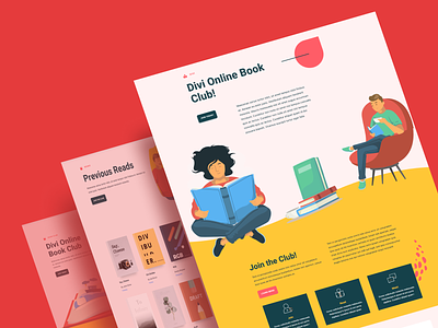 Book Club app book book club books chairs design flat girl icon illustration library men men sitting on chair minimal rose color ui ux web women yellow