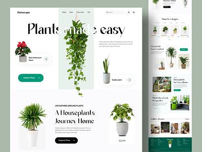 Plant Website Design Landing Page artiflow ecommerce flower garden gardening green halal halal design interior landing page plant care plant shop plants tree trend ui design uiux design web design