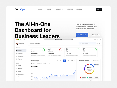 DataOps - Hero Sectio Design clean dashboard hero section dashboard landing page design hero section landing page minimal modern saas saas hero section saas landing page section design ui website