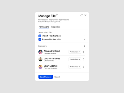 File Permissions app clean column component database design design system figma file icons landing page minimalist modal permissions rows ui ui design ui kit upload widget