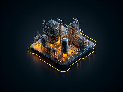 Industrial Illustration 3d 3d render factory futuristic illustration industrial tech ui element