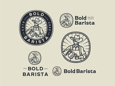 Bold Barista - Branding badge badge design barista branding classic coffee coffee shop design farm geometric illustration line lineart lockup logo logo design minimalist monoline uncle vintage