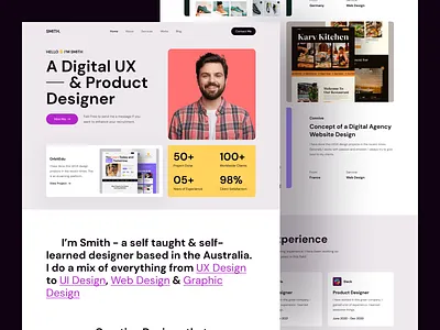 Designer Personal Portfolio Website designer designer portfolio homepage landing page minimal design personal portfolio portfolio ui design ui designer uiux uiux designer web design web designer web ui website