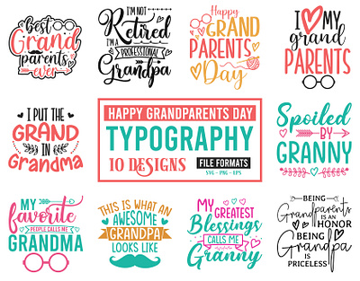 HAPPY GRANDPARENTS DAY TYPOGRAPHY SVG DESIGNS awesome
